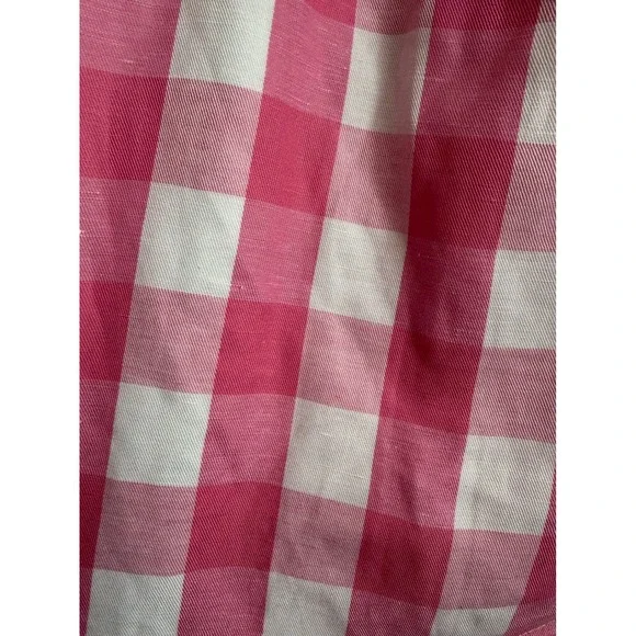 Talbots Pink White Gingham Check Pencil Skirt Size 16 Lined Back Vent Midi - Picture 9 of 10